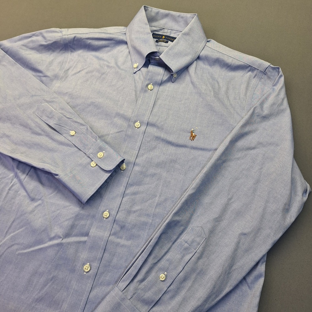 Polo Ralph Lauren Mens Classic Fit Oxford Shirt Blue 16 32/33 Medium Long Sleeve